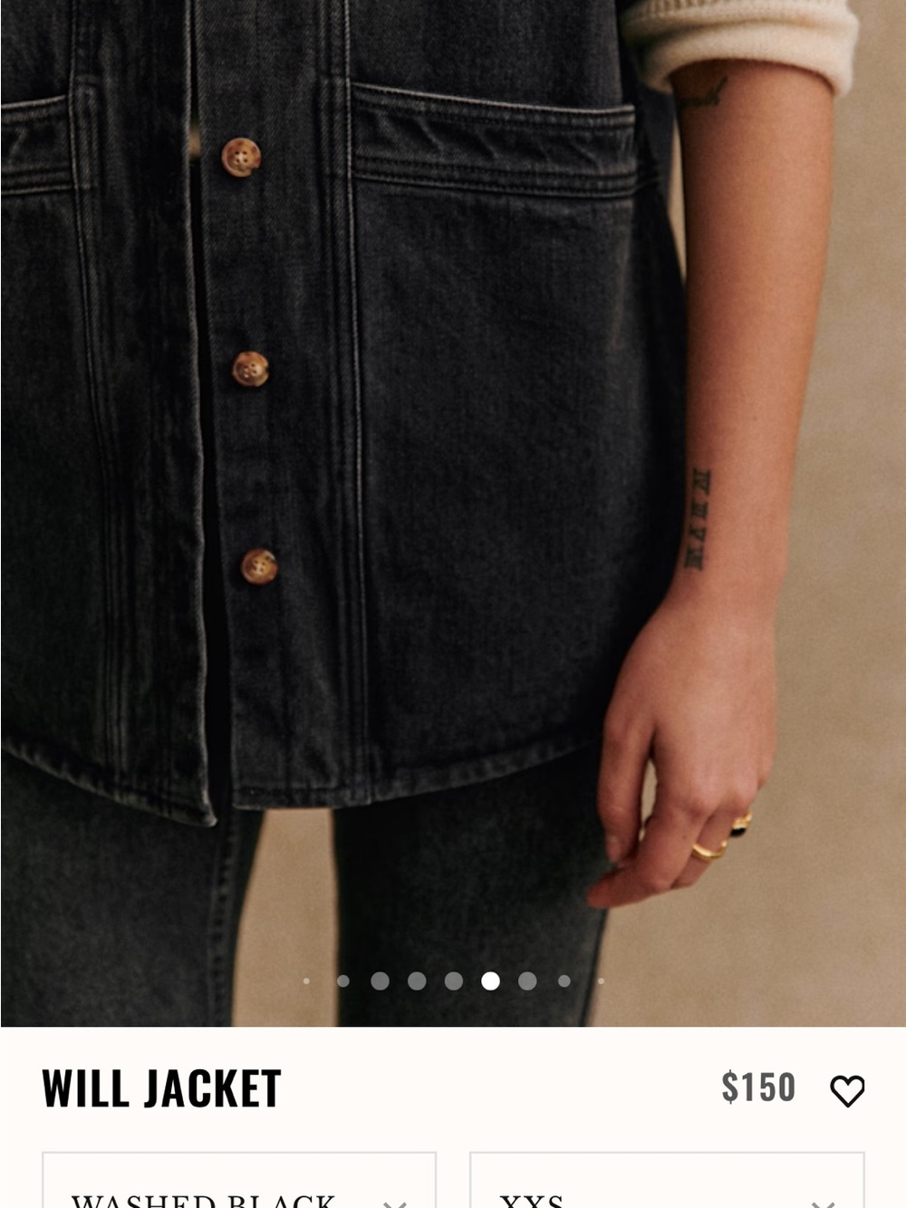 Sezane Will Jacket in Washed Black, size M - Picture 7 of 8